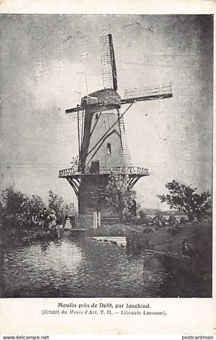 Nederland - DELFT - Een molen bij Delft, schilderij van Jongkind