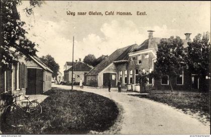 CPA Eext Drenthe Niederlande, Weg naar Gieten, Café Homan