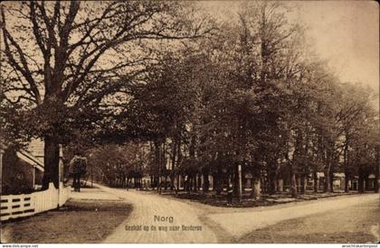 CPA Norg Drenthe Niederlande, Gezicht op de weg naar Denderen