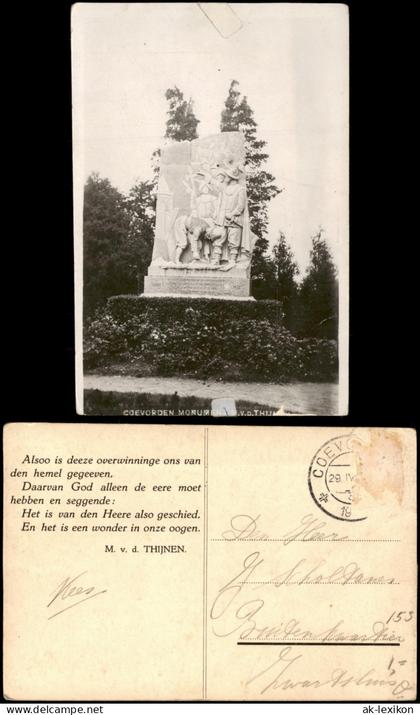 Postkaart Coevorden Monument Denkmal 1924