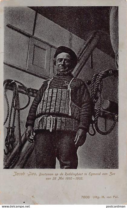 Nederland - EGMOND AAN ZEE - Jacob Glas, Bootsman op de Reddingboot te Egmond aan Zee van 28 Mei 1860 - 1902