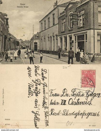 Nederland, GOOR, Groote Straat, Hotel Wooldrik (1920) Ansichtkaart