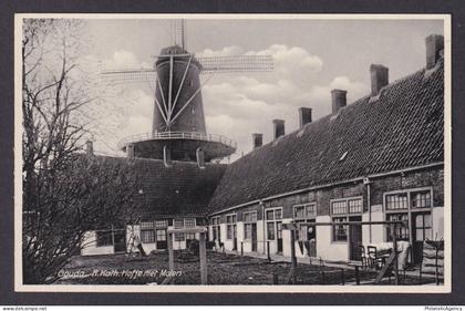 Vintage Postcard Netherlands Gouda Courtyard with Mill