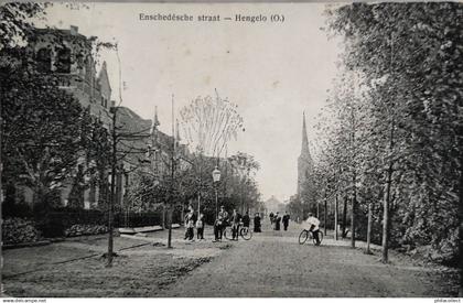 Hengelo (Ov.) Enschedesche Straat (Veel Volk) 1910