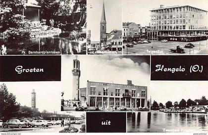 Nederland - HENGELO (OV) Lambertuskerk - Telgenflat - Stationsplein - Stadhuis - Zwembad Tuindorp - Uitg. AE Ancards 5