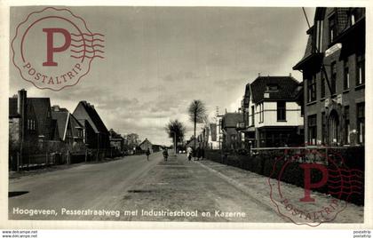 HOOGEVEEN  Pesserstraatweg met Industrieschool en Kazerne   Drenthe Hoogeveen  HOLLAND HOLANDA NETHERLANDS