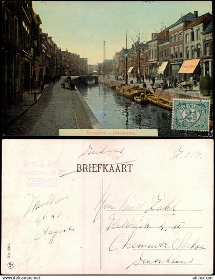 Postkaart Leeuwarden Voorstreek, Geschäfte 1913