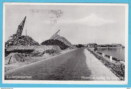NEDERLAND prentbriefkaart Zuiderzeewerken, materiaalopslag bij Lelystad 1973 Zutphen - Amsterdam