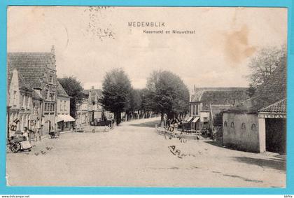 NEDERLAND prentbriefkaart Medemblik Kaasmarkt en Nieuwstraat 1906 Andijk kleinrond naar Belgie