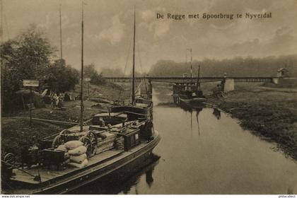 Nijverdal (Nyverdal) (Ov.) De Regge met Spoorbrug 1924 Topkaart