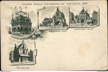 Lithographie Amsterdam Nordholland Niederlande, Wereld Tentoonstelling 1895, Blookers Cacao