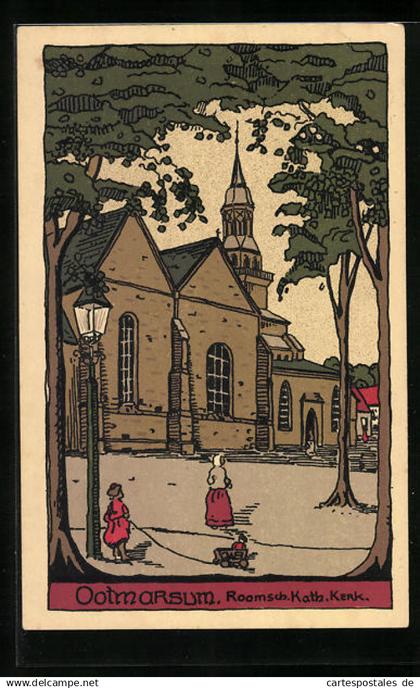 Steindruck-AK Ootmarsum, R. K. Kerk
