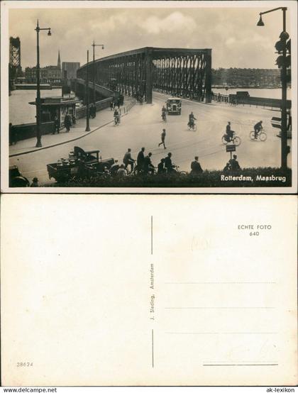 Postkaart Rotterdam Rotterdam Maasbrug Kiosk Autos 1930
