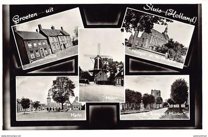 Nederland - SLUIS - Gemeentehuis - Hoogstr. - Molen - St. Anna ter Muiden - Markt