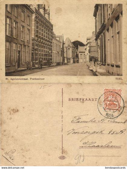Nederland, TIEL, St. Agnietenstraat, Postkantoor (1924) Ansichtkaart