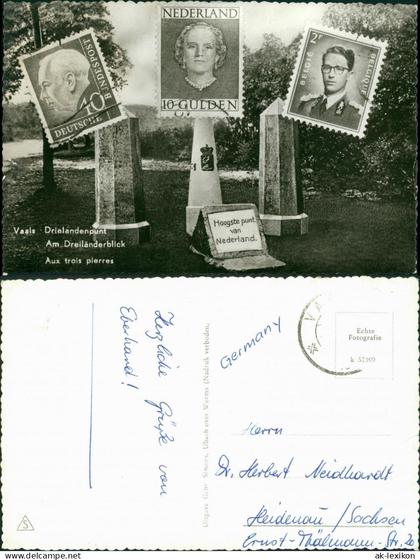 Postkaart Vaals Dreiländerblick 3 Briefmarken - Grenze 1959
