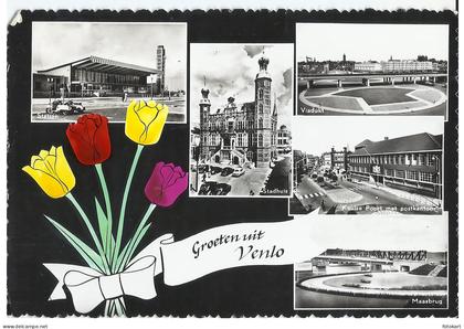 Venlo Netherlands, Multi-view Old Postcard, Groeten uit Venlo, 1962