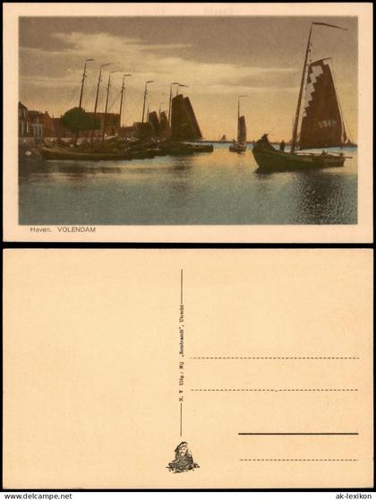 Postkaart Volendam-Edam-Volendam Hafen, Segelboote 1925