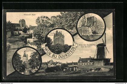 AK Wijk bij Duurstede, Kromme Rijn, Ruine Duurstede, Stadtstoren