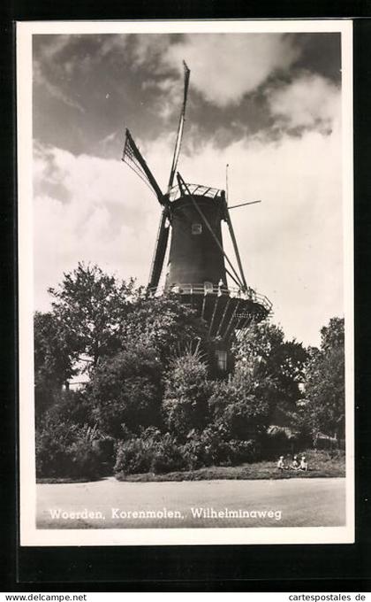 AK Woerden, Korenmolen, Wilhelminaweg, Windmühle
