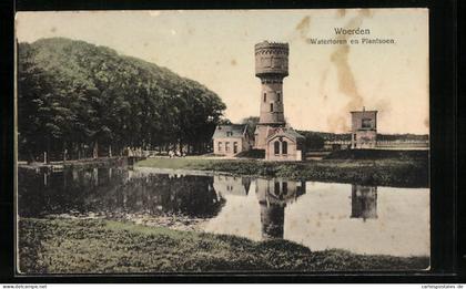 AK Woerden, Watertoren en Plantsoen, Wasserturm