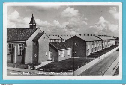 NEDERLAND prentbriefkaart Wormer hoek Badhuisstraat - Witte Duifstraat 1954 Wormerveer - Ossendrecht