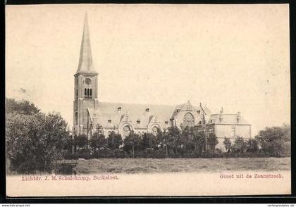 AK Zaanstreek, Kirche mit Bäumen