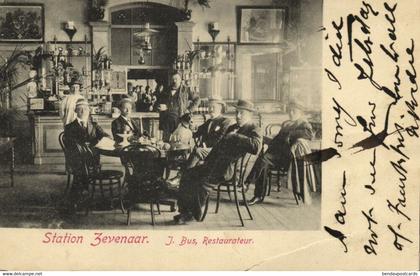 Nederland, ZEVENAAR, Station Restaurant, Eigenaar J. Bus (1901) Ansichtkaart