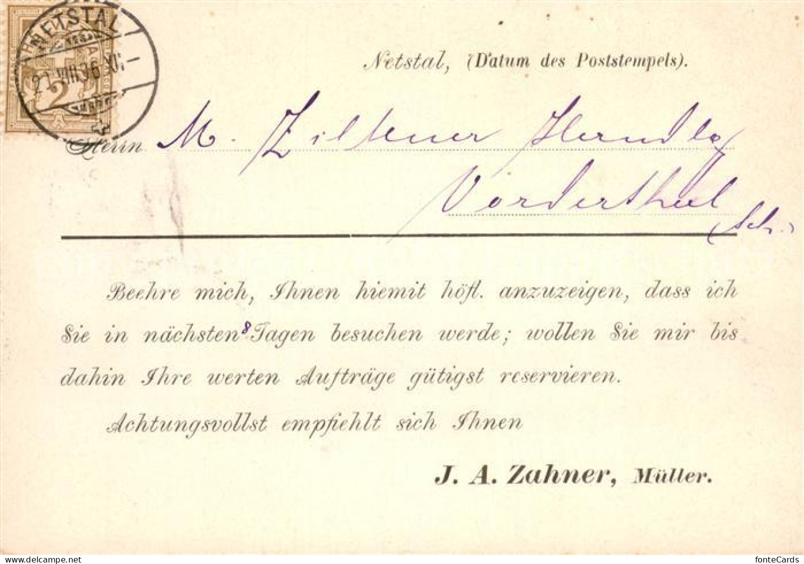 Netstal Besuchsanzeige der Fa Zahner