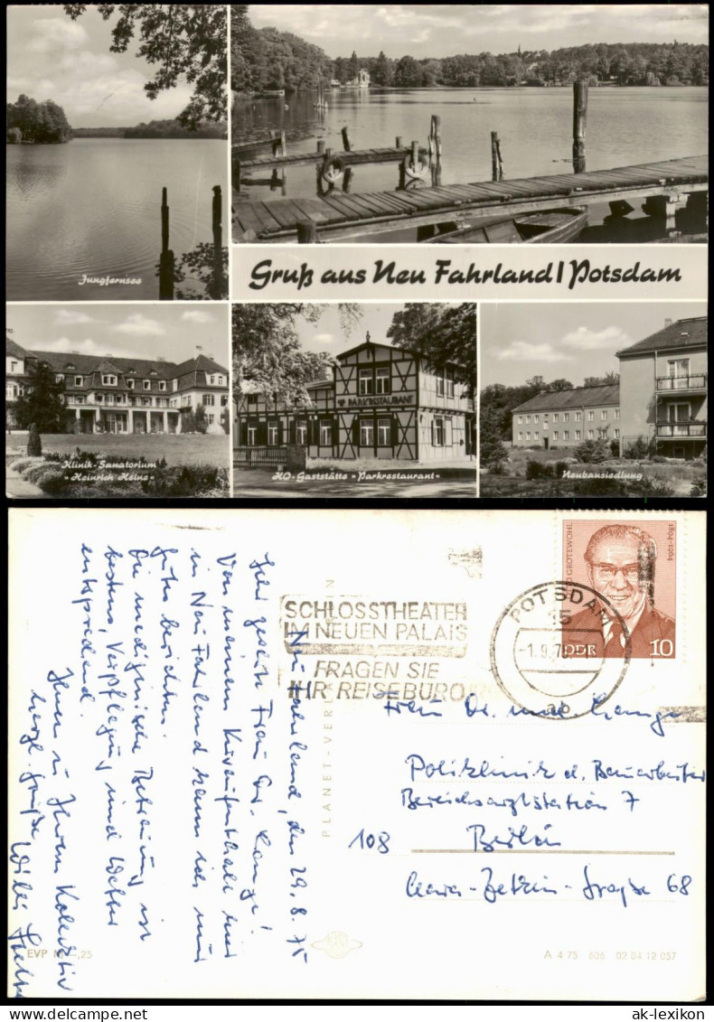 Neu Fahrland-Potsdam DDR Mehrbild-AK mit Jungfernsee, HO-Gaststätte uvm. 1975