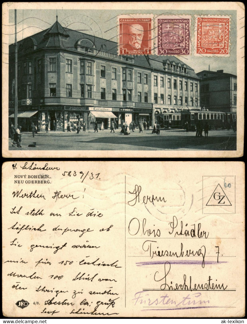 Neu Oderberg-Oderberg Nový Bohumín  Bogumin Straßenpartie - Straßenbahn 1931