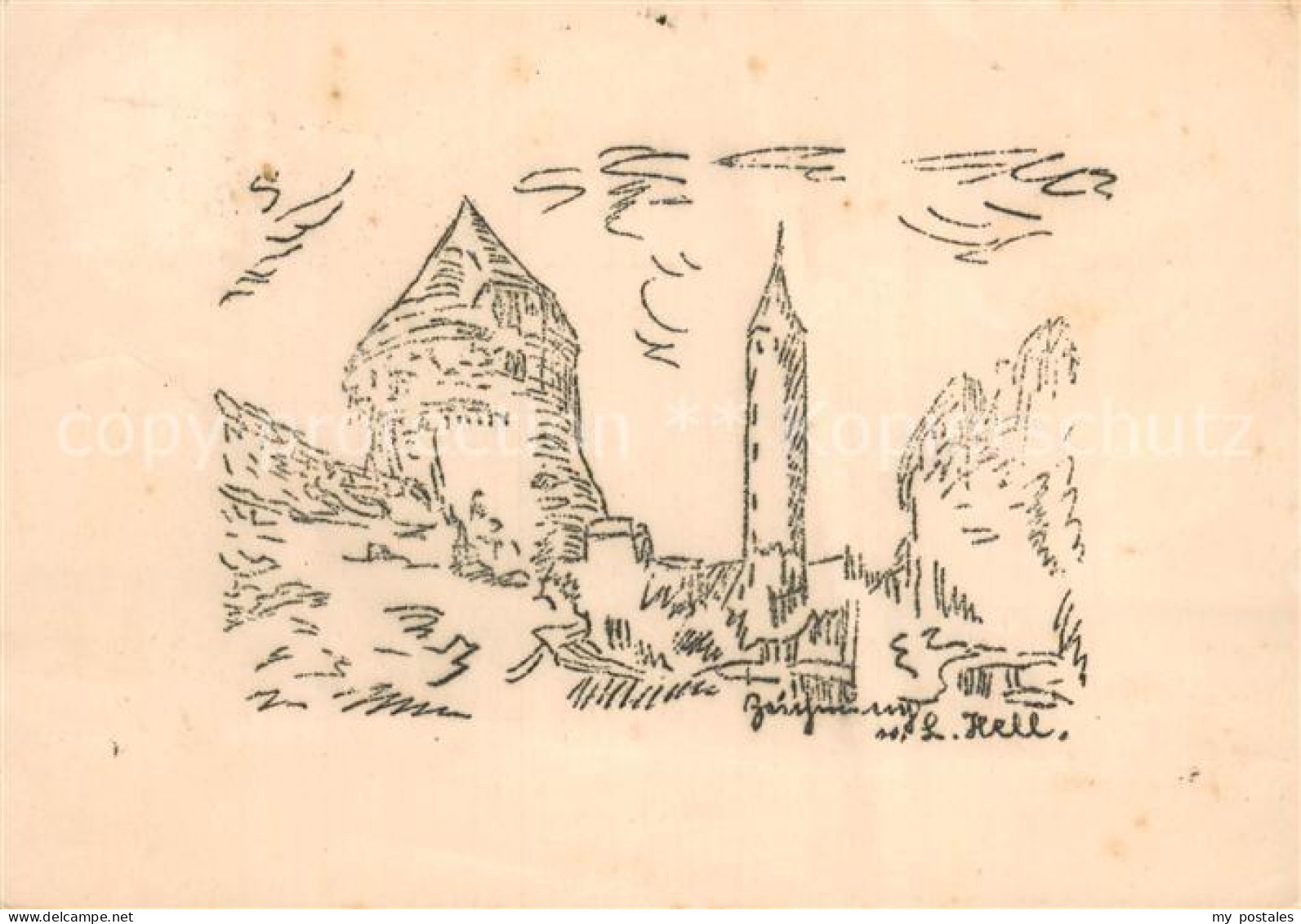 Neuburg  Donau Burg Zeichnung