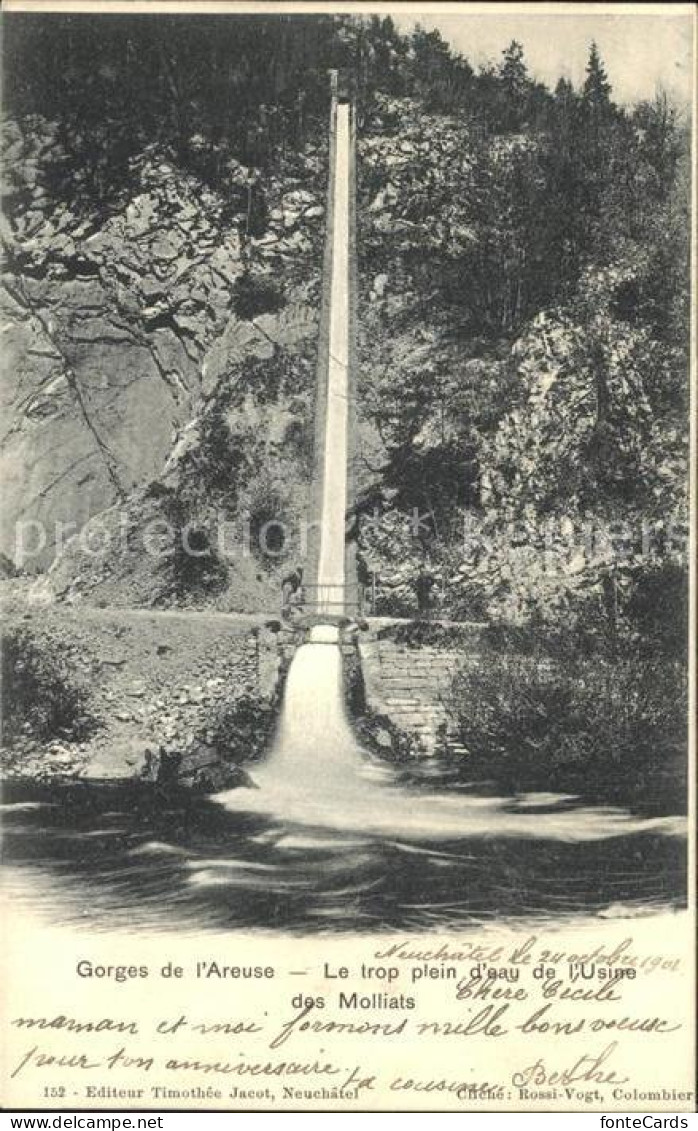 Neuchatel NE Gorges de l'Areuse Trop plein d eau de l'Usine des Molliats