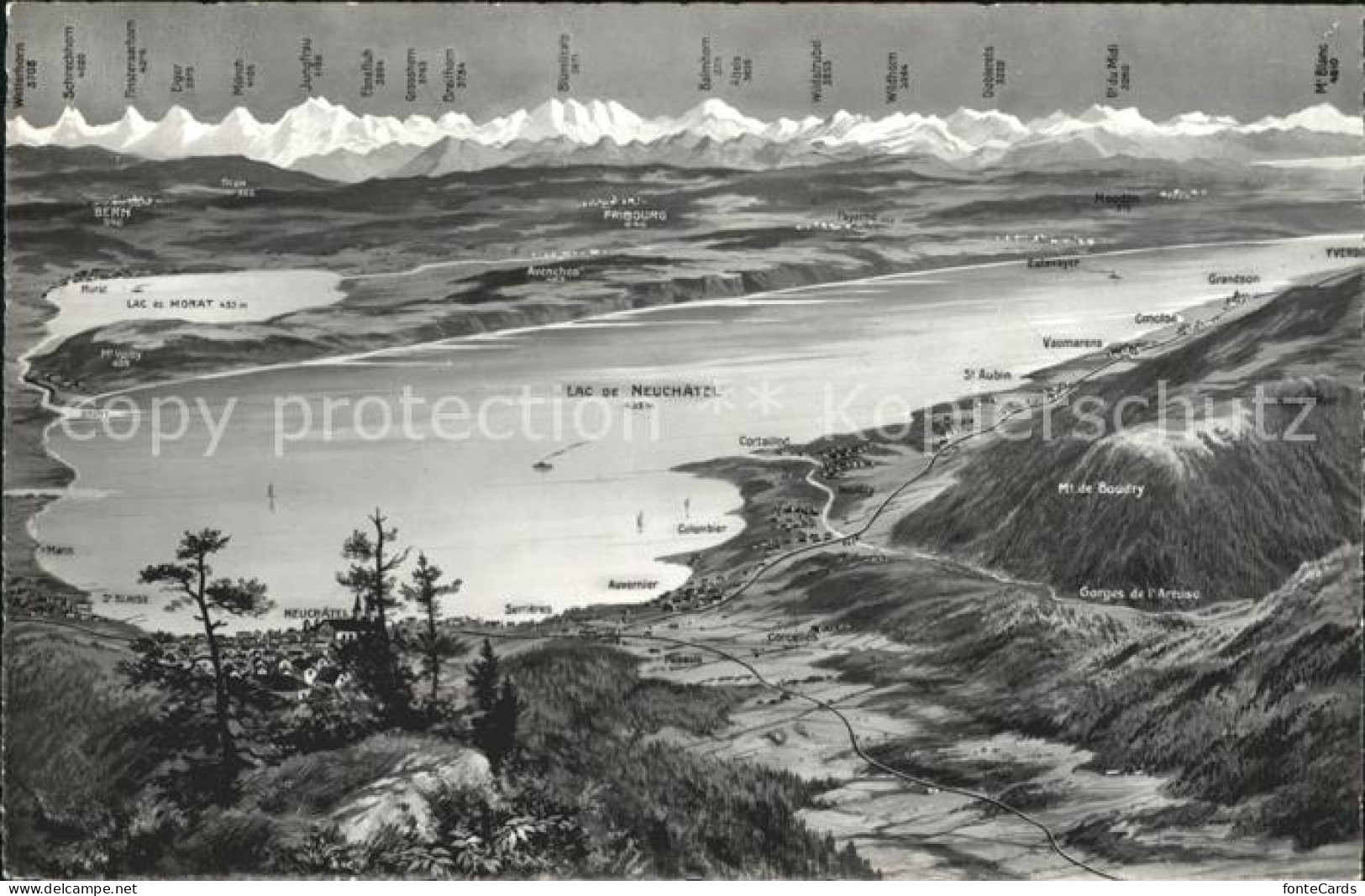 Neuchatel NE Lac de Neuchatel et les Alpes