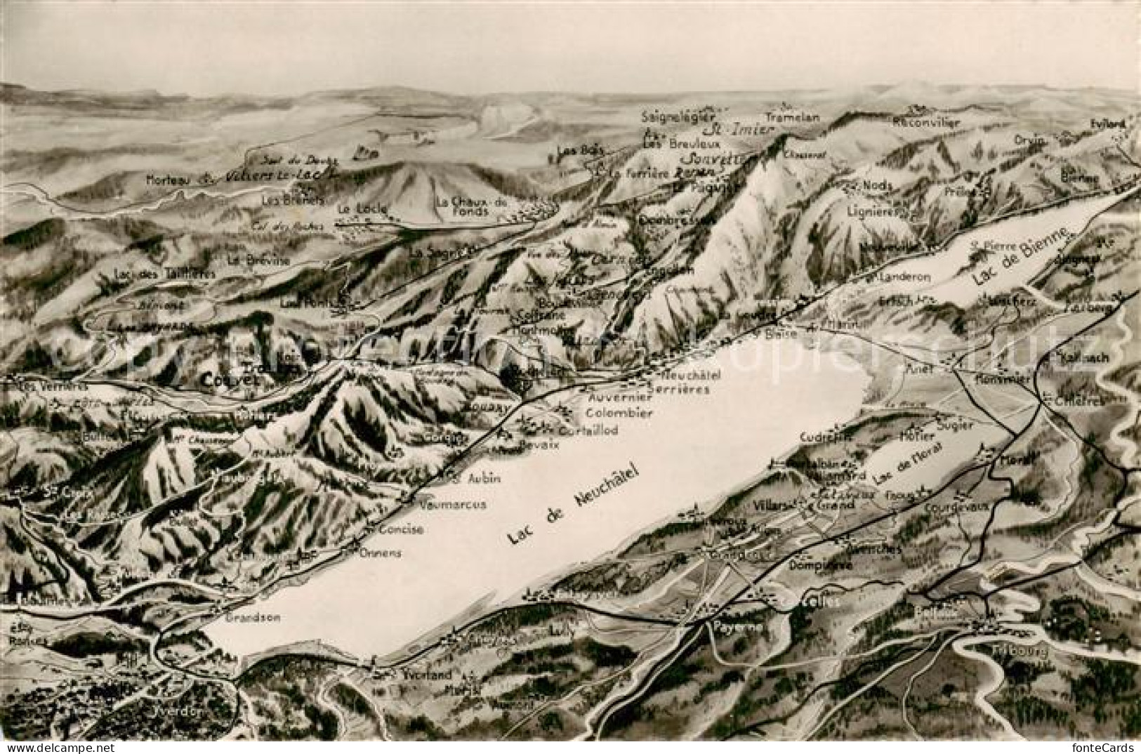 Neuchatel NE Lac de Neuchatel Panoramakarte