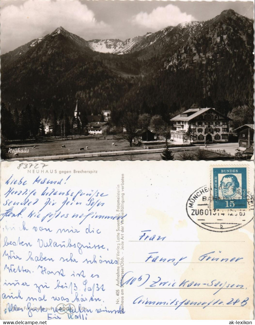 Neuhaus-Schliersee Panorama Neuhaus Bayern gegen Brecherspitz 1960