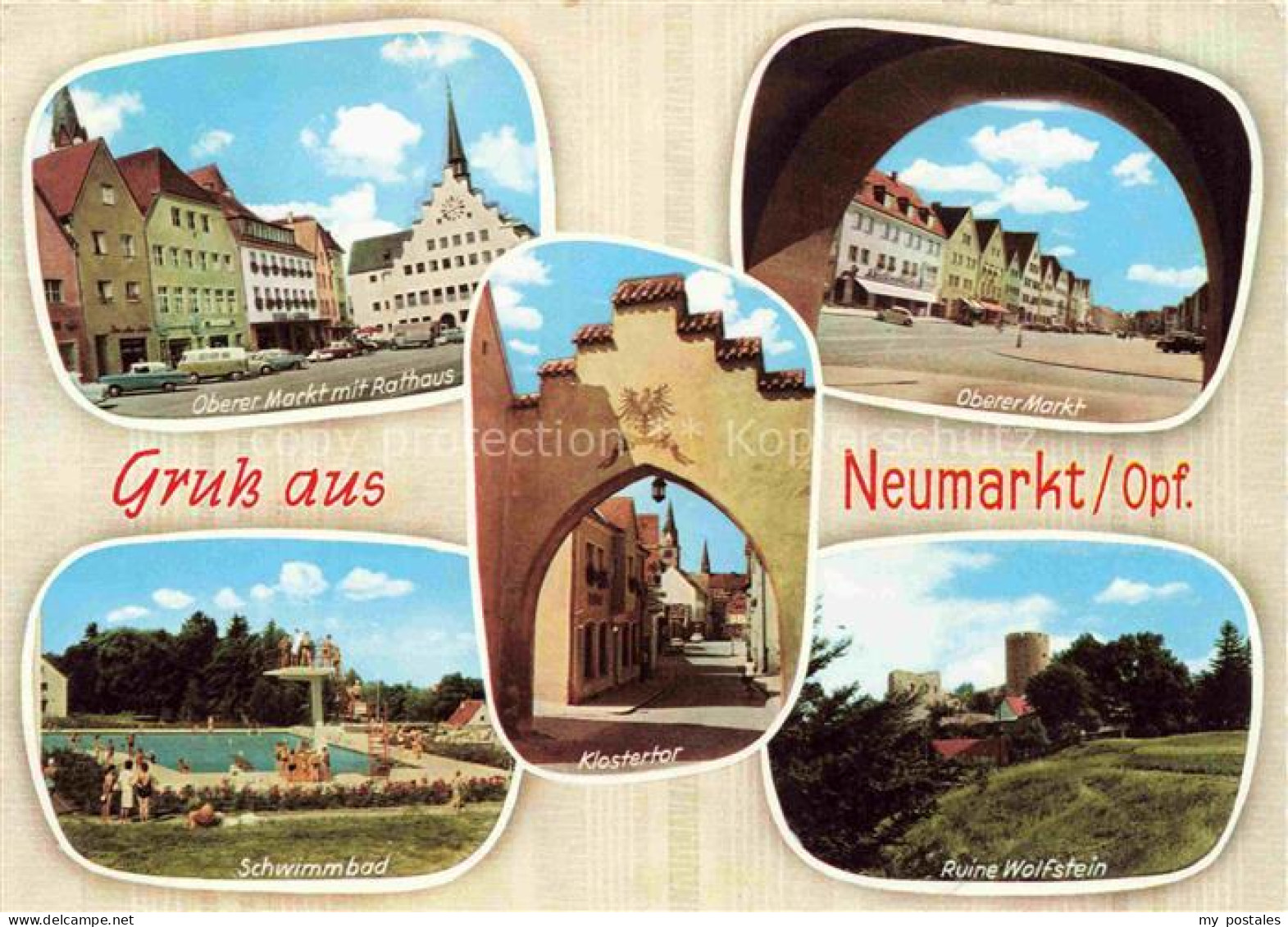 Neumarkt Oberpfalz Baxern Oberer-Markt Rathaus Klostertor Schwimmbad Ruine-Wolfs
