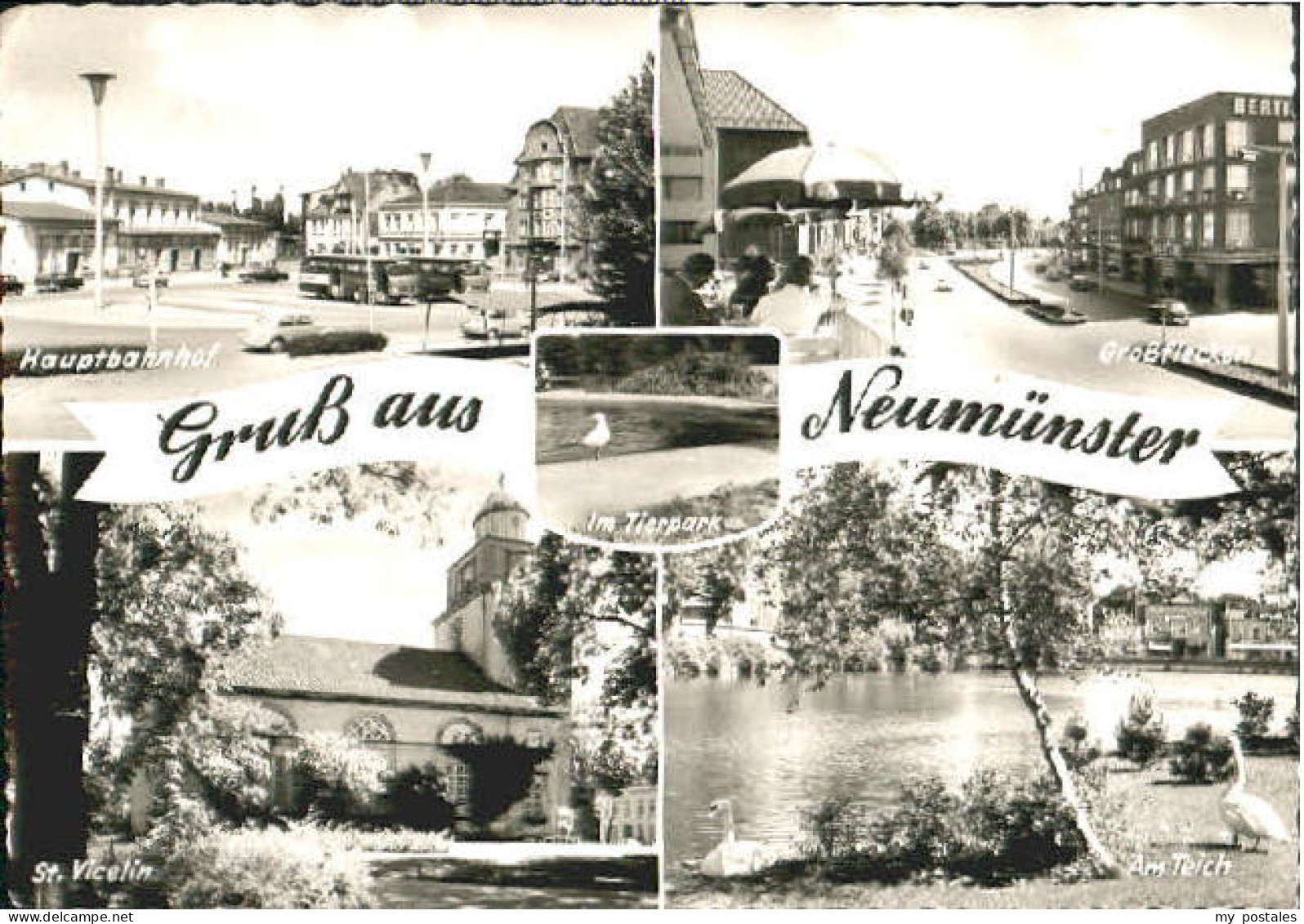 Neumuenster Schleswig-Holstein Neumuenster Bahnhof Kirche Teich Grossflecken x 1