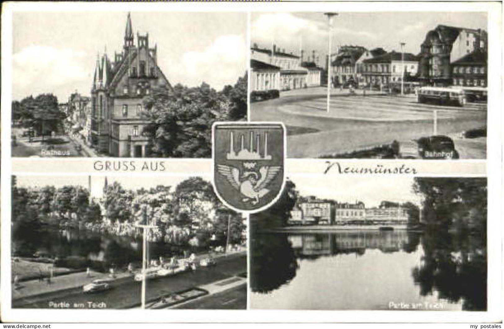 Neumuenster Schleswig-Holstein Neumuenster Rathaus Bahnhof Trich  x 1961