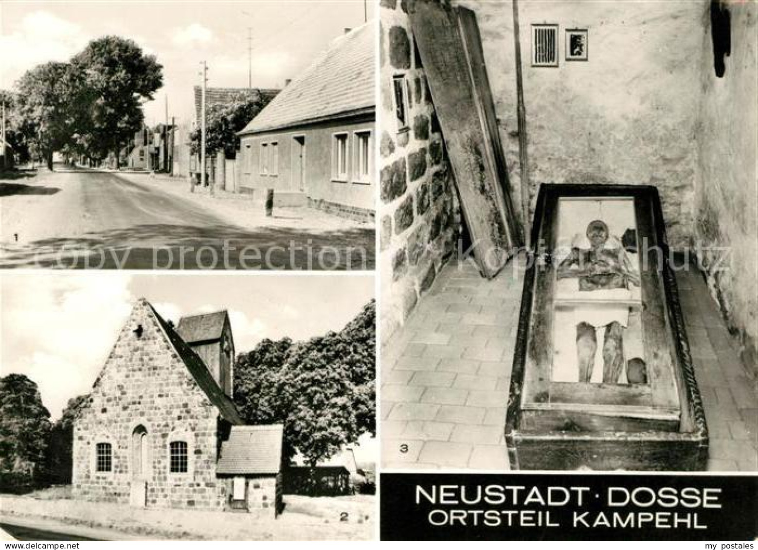 Neustadt Dosse Dorfstrasse 700jaehrige Wehrkirche Gruft mit nichtverwestem Leich
