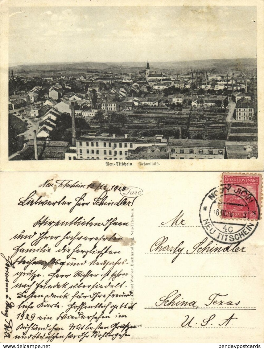 NEUTITSCHEIN, NOVÝ JIČÍN, Panorama (1928) Tschechien AK