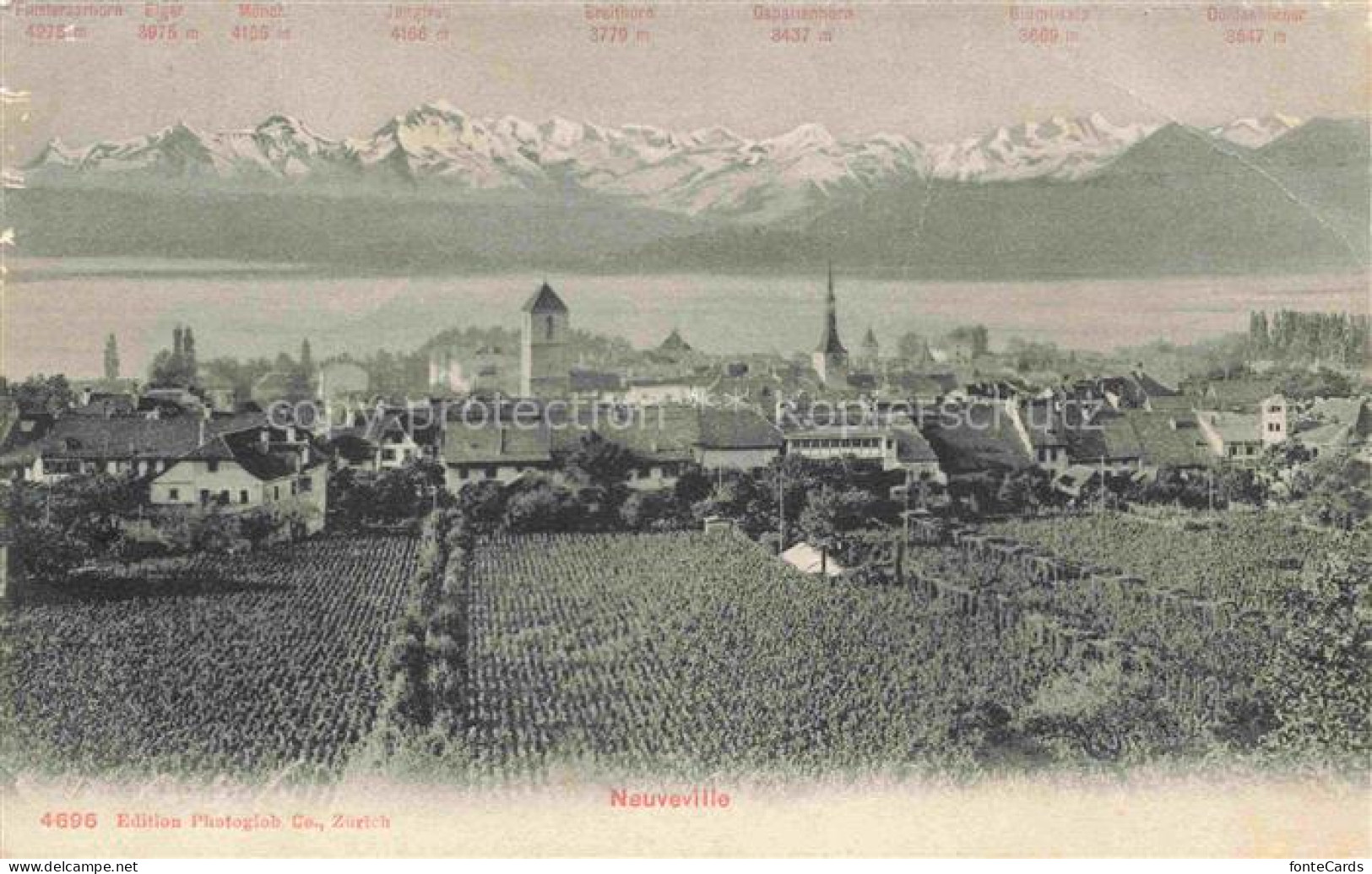 Neuveville La Neuenstadt Bielersee Preles BE Panorama Bielersee Alpen