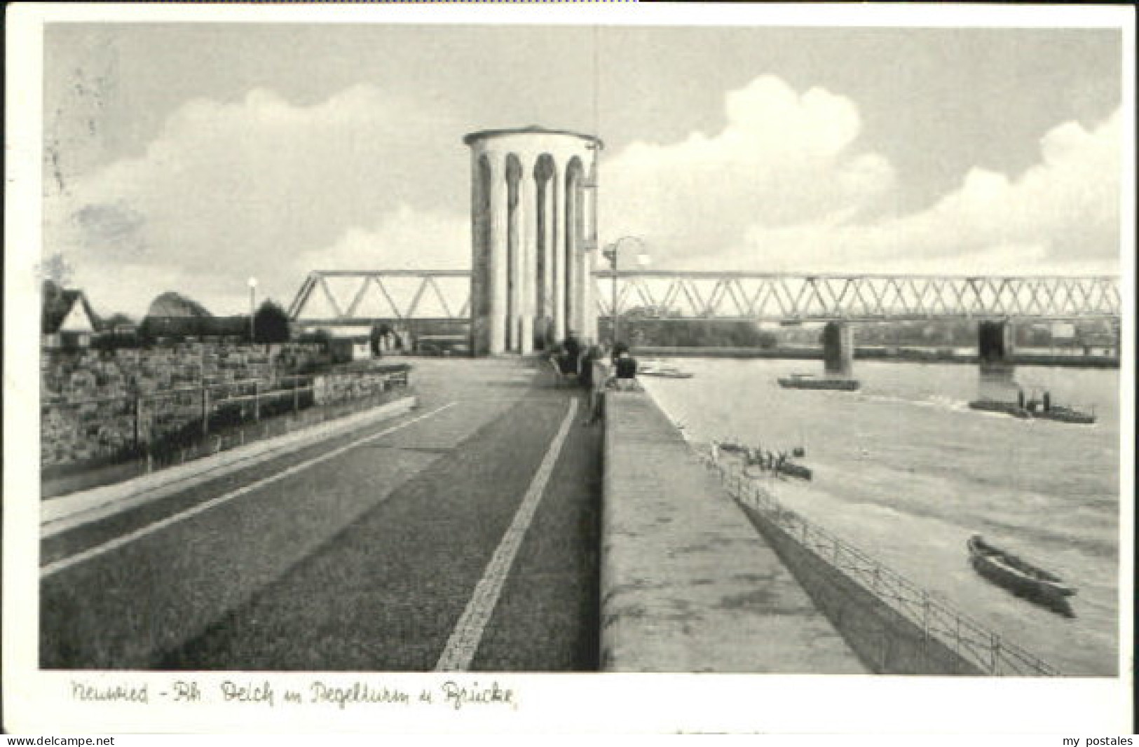 Neuwied Rhein Neuwied Pegelturm Bruecke x 1953