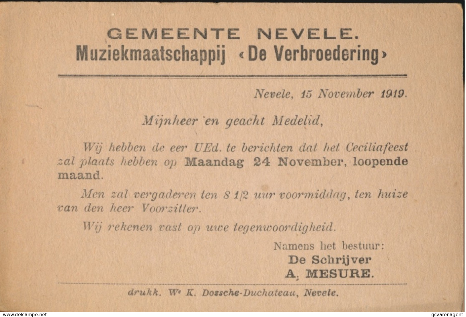 NEVELE   MUZIEKMAATSCHAPPIJ. DE VERBROEDERING