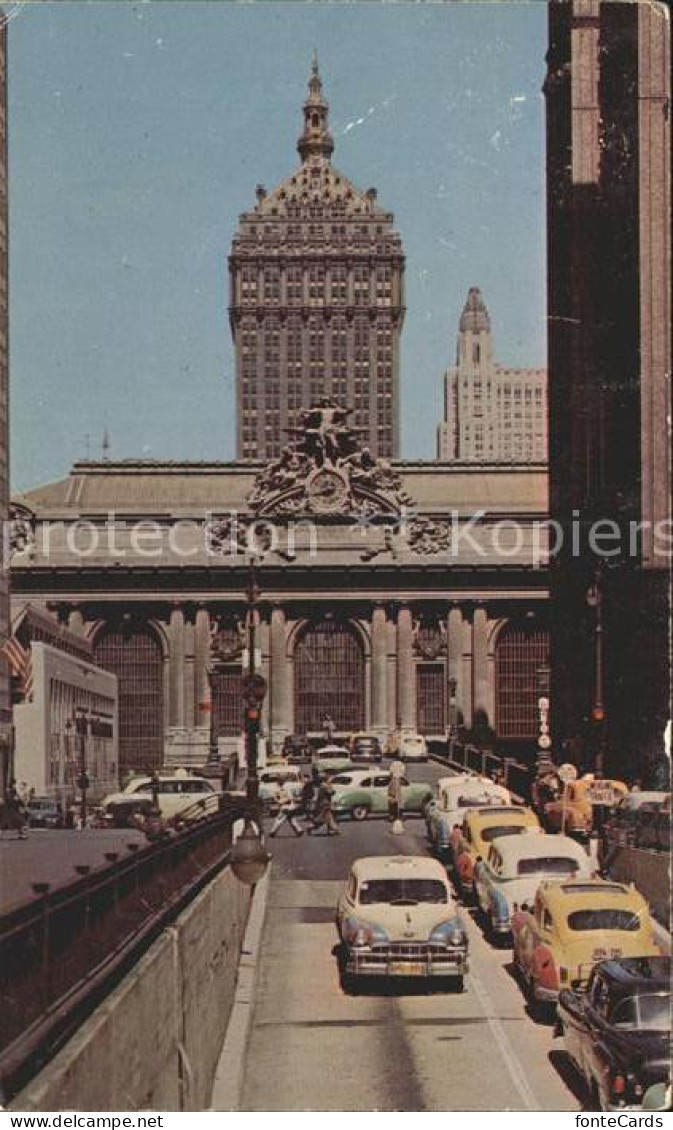 New York City Traffic ramp front Grand Central Terminal