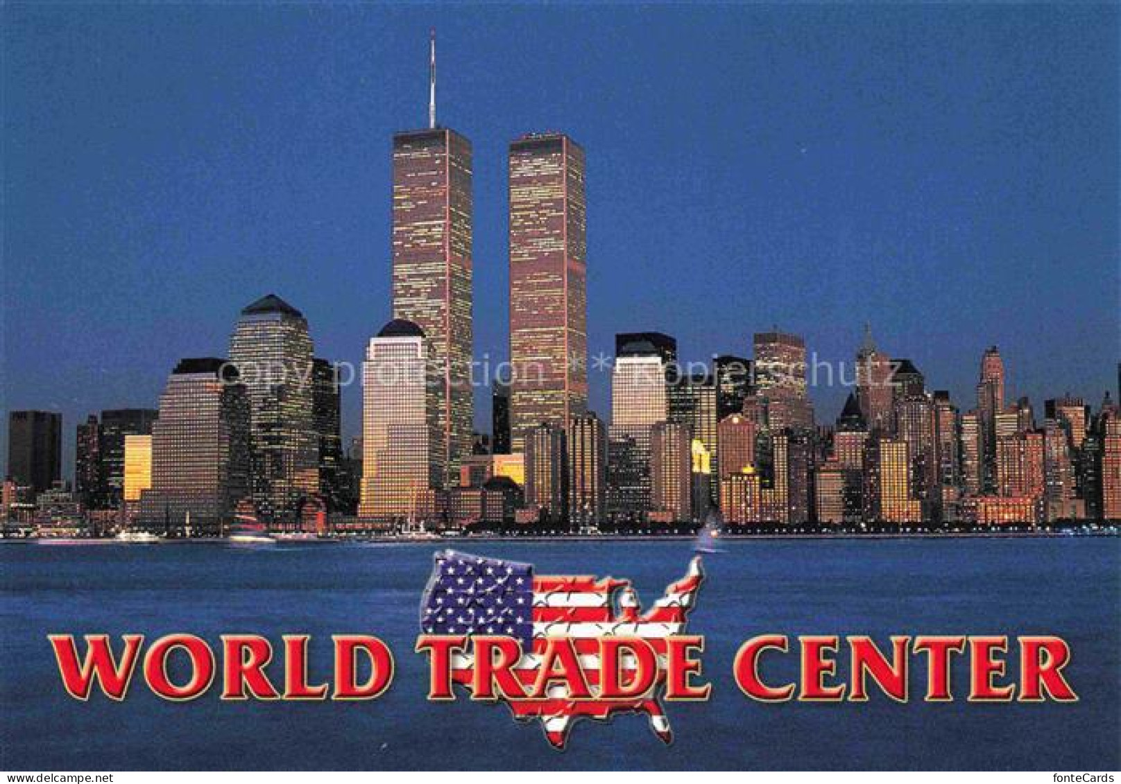 NEW YORK City USA Twin-Towers World-Trade-Center Manhattan Skyline Nacht Financi