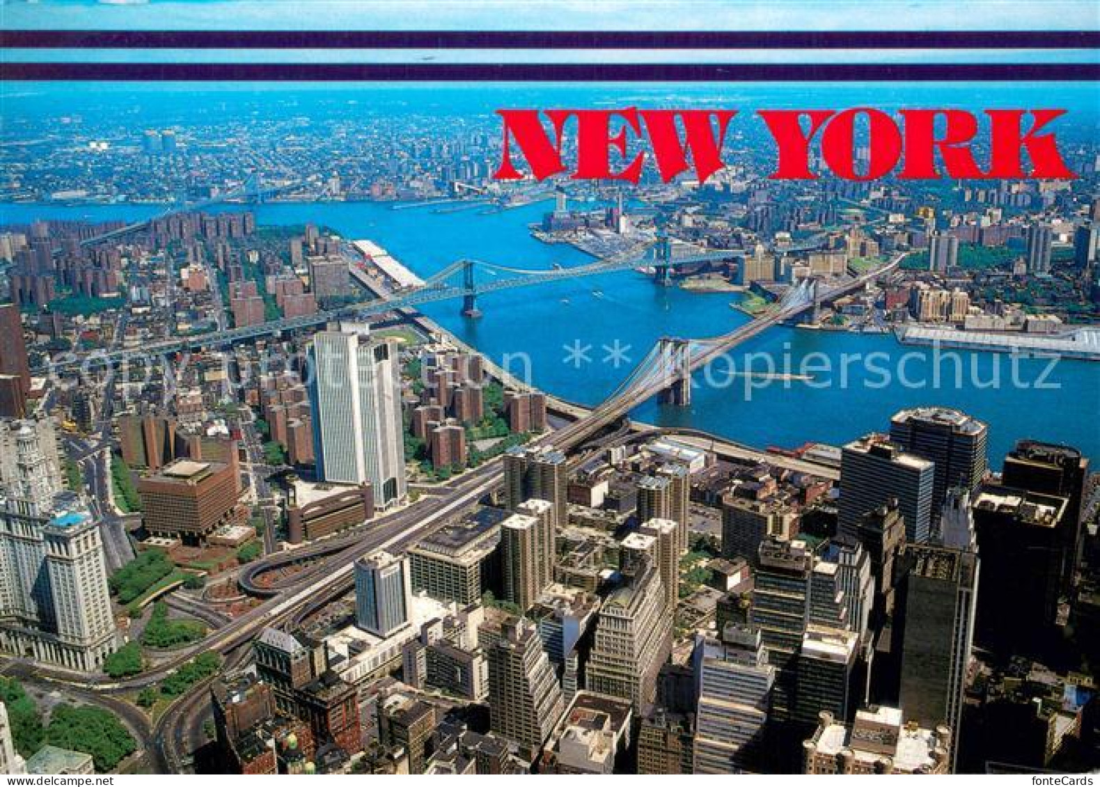 New York City View of the East River from the top of the World Trade Center