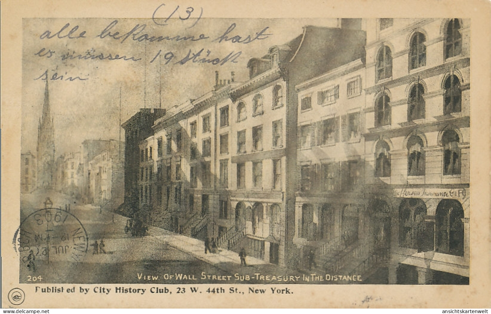 New York Wall Street Sub-Treasury gl1903 #118.647