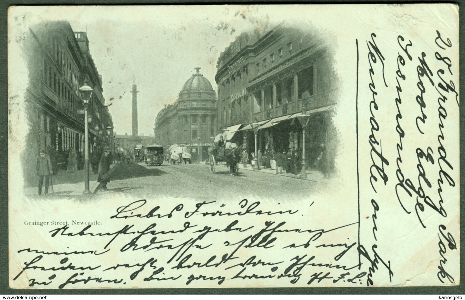 NEWCASTLE upon Tyne 1901 " Grainger Street " avec Vctoria Stamp > Hanau Germany