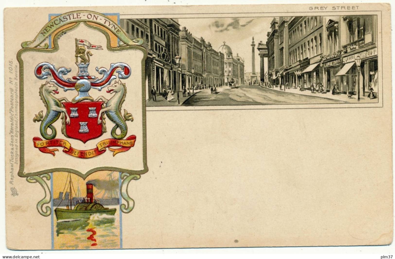 NEWCASTLE UPON TYNE - Grey Street , Heraldic - Carte gaufrée, Embossed